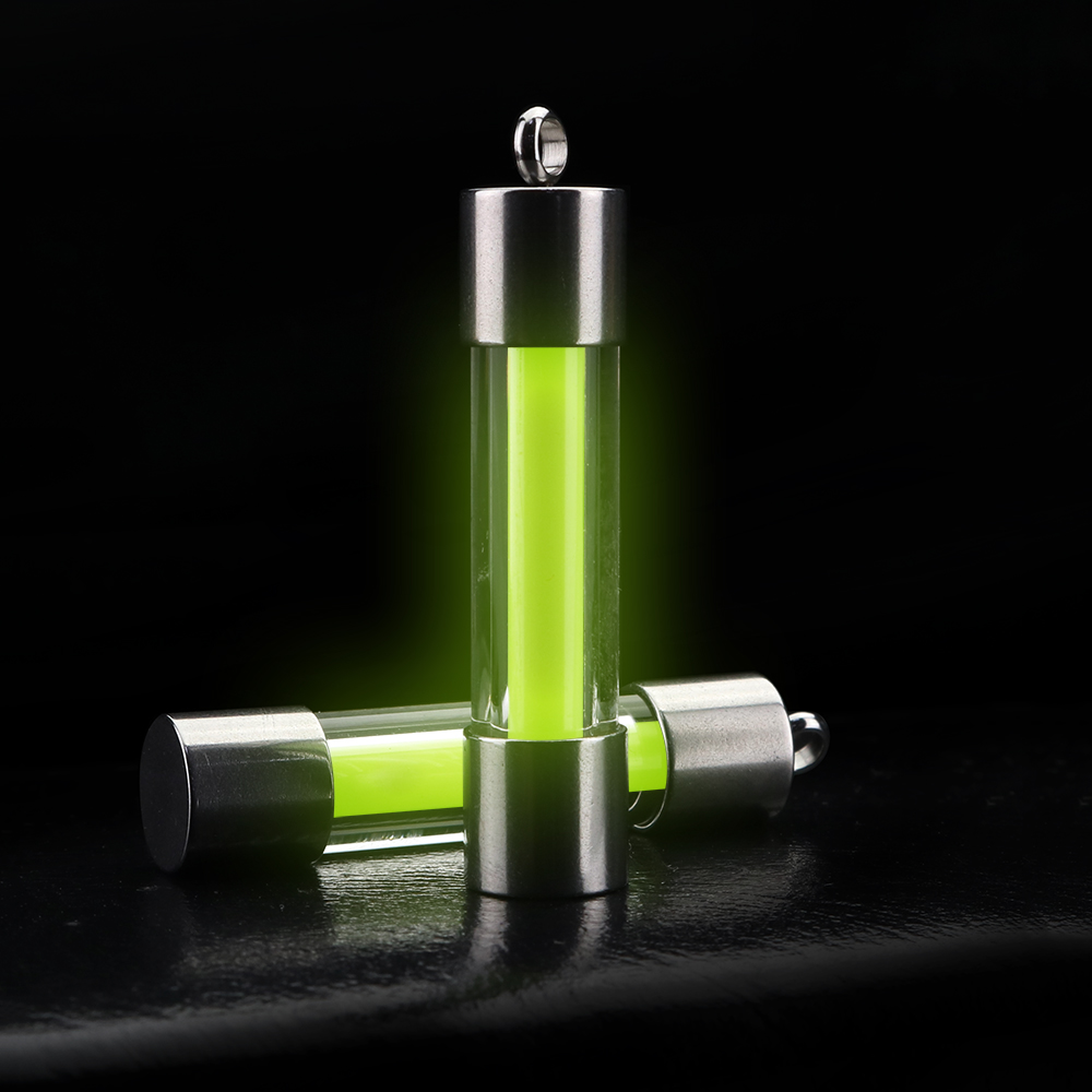 Tritium Gas Tube - ไฟสัญญาณกลางแจ้งจี้หลอดส่องสว่าง EDC พวงกุญแจจี้ส่องสว่างวัสดุแก้วสแตนเลสจี้ส่องสว่าง