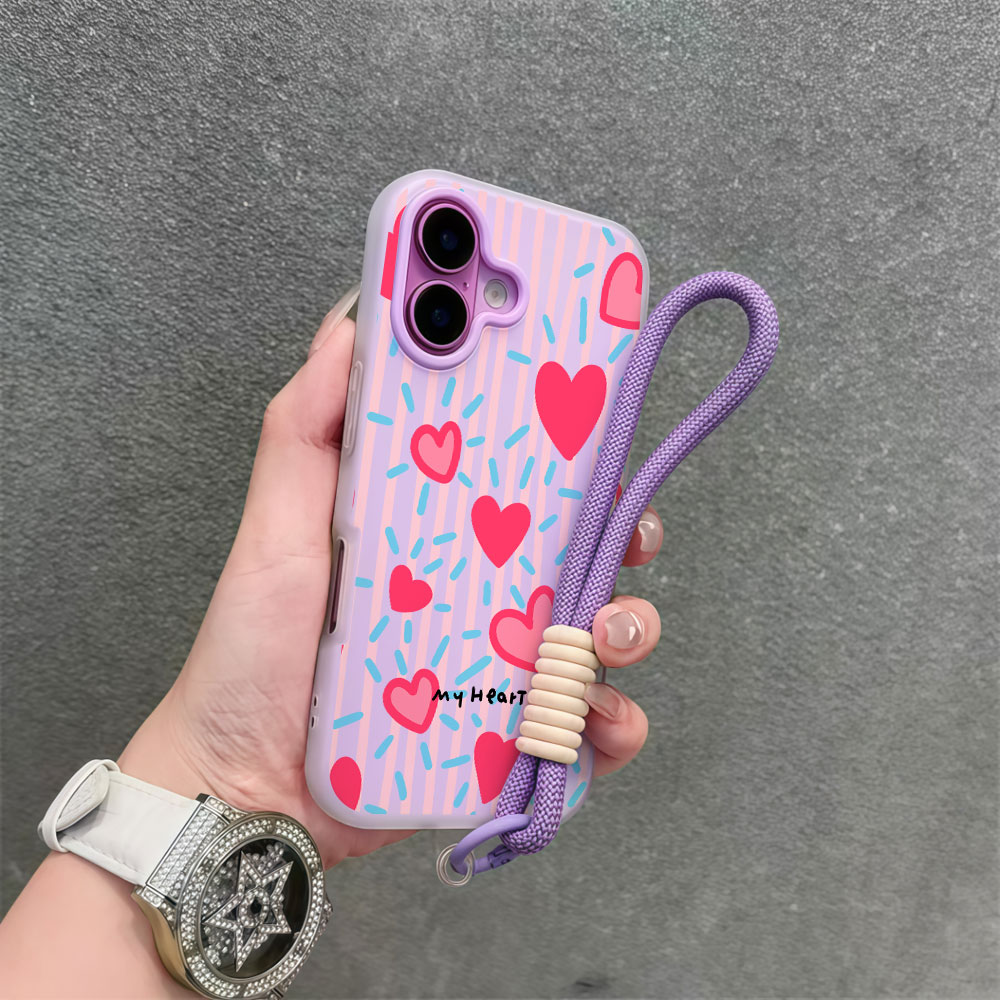 Samsung Galaxy Strap - เคสโทรศัพท์ลายหัวใจสีแดงสำหรับ Samsung Galaxy S26 S24 S23