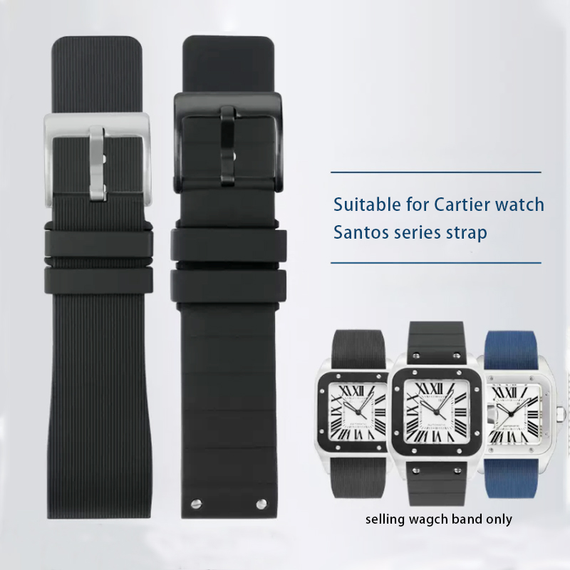 Cartier Watch Santos - นาฬิกาสำหรับ Cartier Sandoz Santos 100ผู้ชายผู้หญิงนาฬิกาซิลิโคนยาง20 23มม.สายรัดข้อมือสร้อยข้อมือ