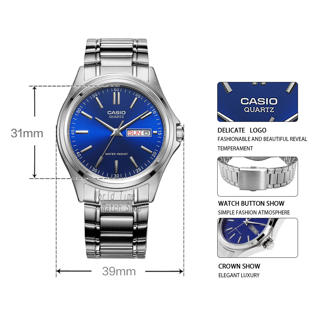 Smartwatch Casio Watches For Men - นาฬิกาคาสิโอสำหรับผู้ชาย ดีไซน์เรียบง่าย พร้อมปฏิทินรายสัปดาห์ กันน้ำ ระบบควอตซ์ สไตล์ลำลองสำหรับนักธุรกิจ