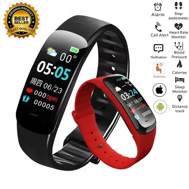 Smartwatch Watches Price - C1 พลัสสมาร์ทวอทช์ฟิตเนสแทรคเกอร์บลูทูธเครื่องวัดอัตราการเต้นของหัวใจเครื่องวัดความดันโลหิตนับจำนวนก้าวสร้อยข้อมือกีฬาสำหรับผู้ชายผู้หญิง 2026