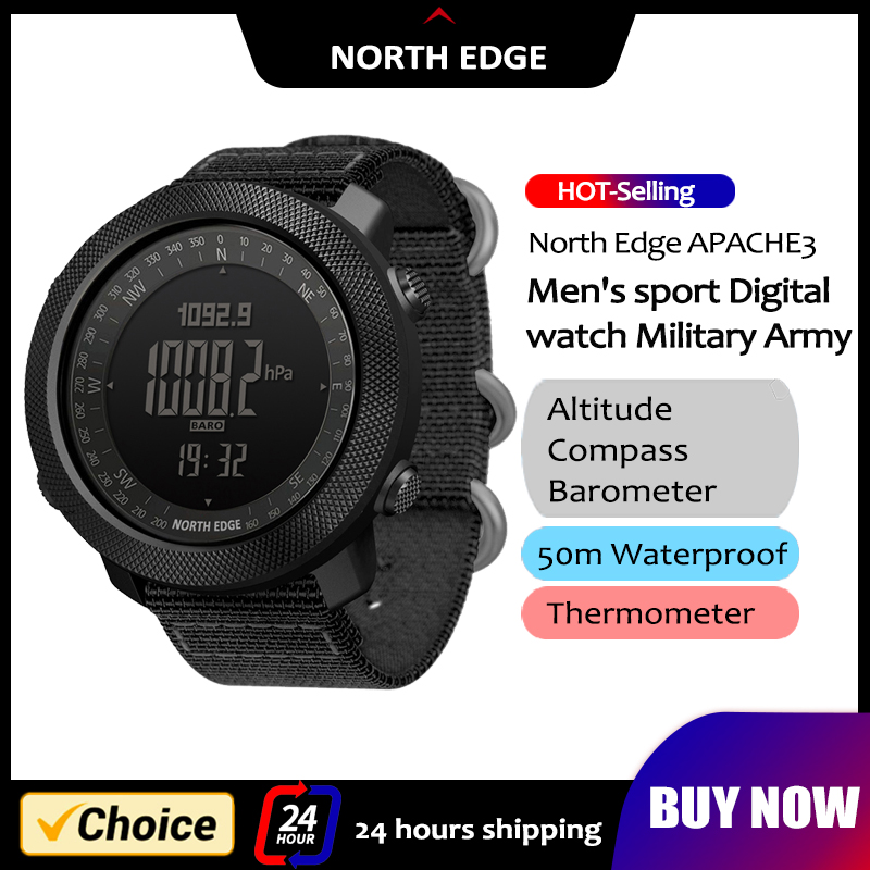 Smartwatch Army Watches For Men - NORTH EDGE Mens สมาร์ทนาฬิกากองทัพทหารนาฬิกาเข็มทิศเครื่องวัดระยะสูงบารอมิเตอร์ Pedometer วิ่งดิจิตอล