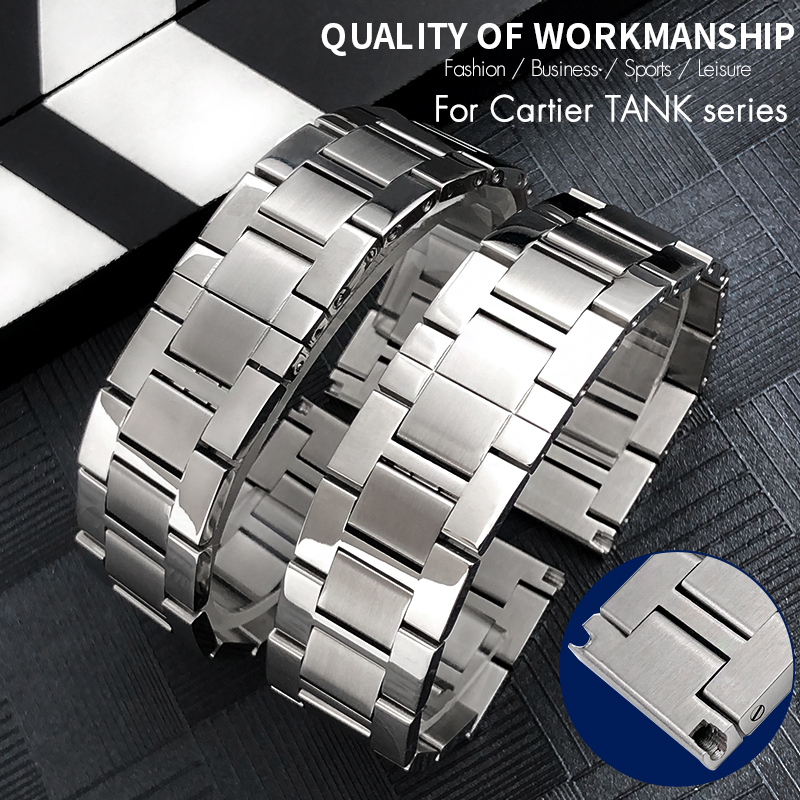 Cartier Watch Santos - สายนาฬิกาข้อมือสแตนเลส316L 20.5มม. สำหรับถังคาร์เทียร์เดี่ยว14มม. 16มม. 18มม. 20มม.