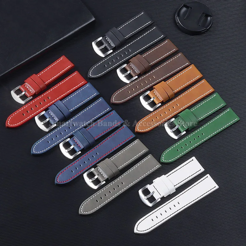 สายนาฬิกาหนังวินเทจ 18 มม. 20  - Smartwatch Army Watches For Men บทวิจารณ์และราคา