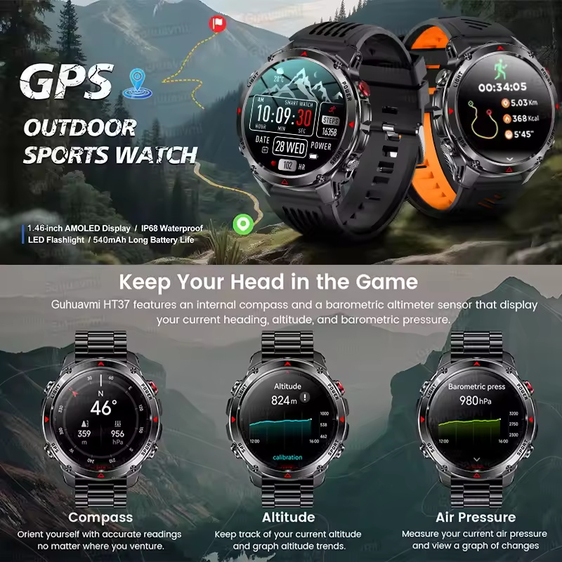 สมาร์ทวอทช์กีฬา GPS รุ่นใหม่ 2 - Smartwatch Running Watches For Men บทวิจารณ์และราคา