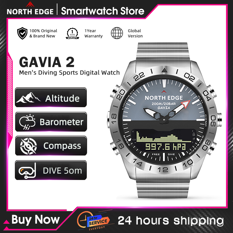 NORTH EDGE นาฬิกาดำน้ำสำหรับผู - Altimeter Compass Watch บทวิจารณ์และราคา