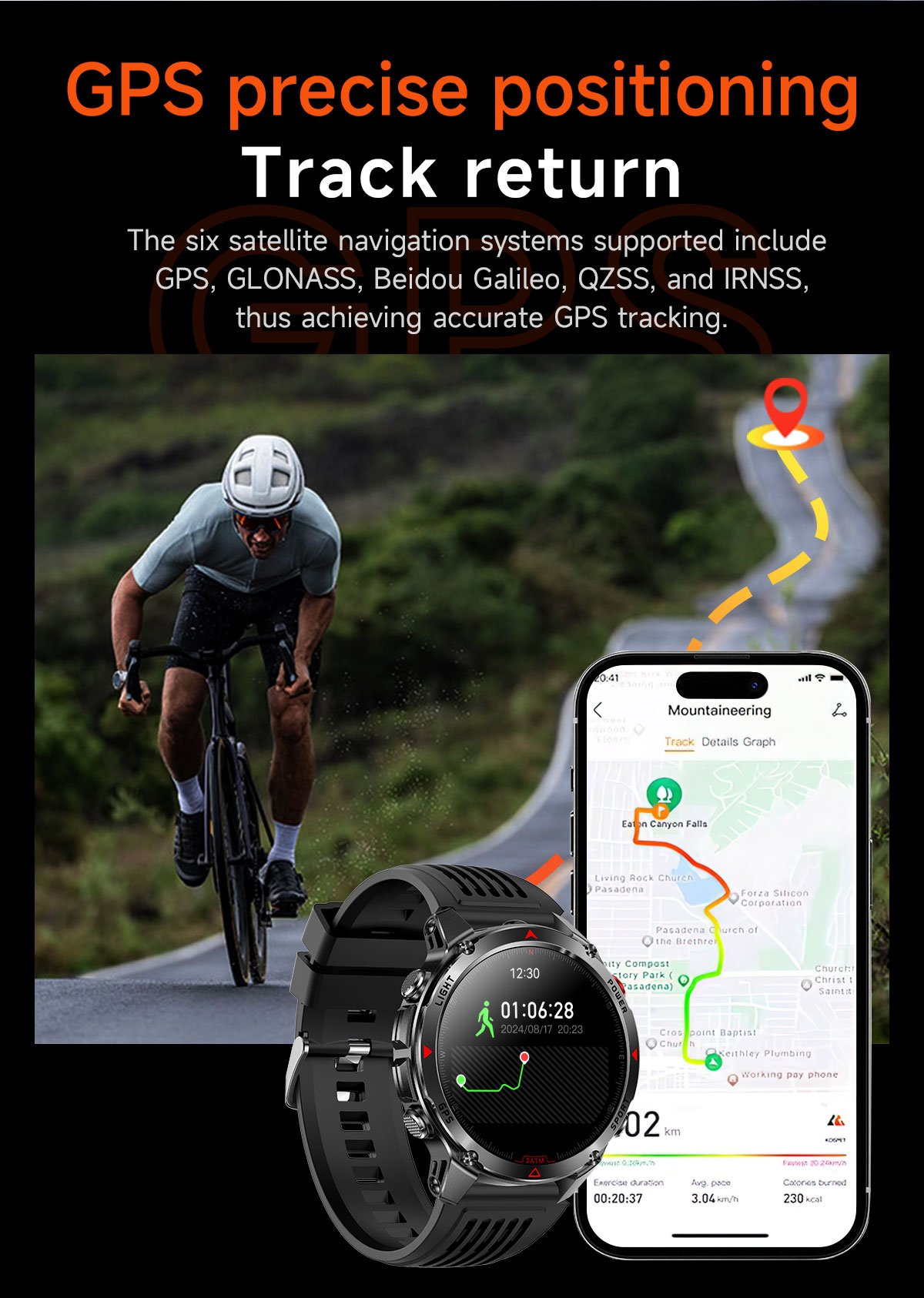 นาฬิกาสมาร์ทวอทช์กีฬา GPS รุ่น - Smartwatch Running Watches For Men บทวิจารณ์และราคา