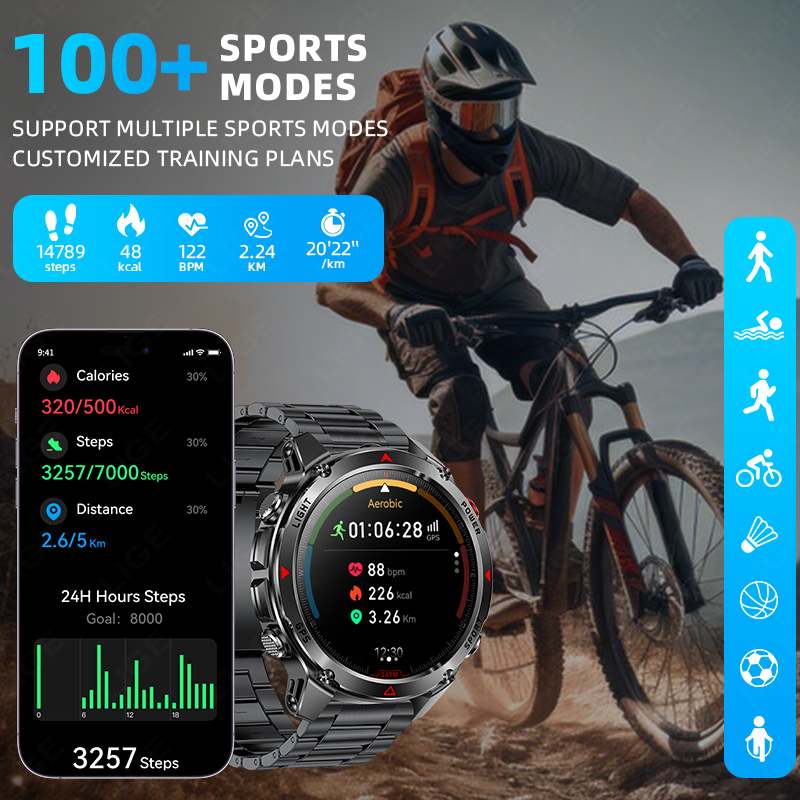 นาฬิกาสมาร์ทวอทช์ LIGE รุ่นใหม - Smartwatch Running Watches For Men บทวิจารณ์และราคา