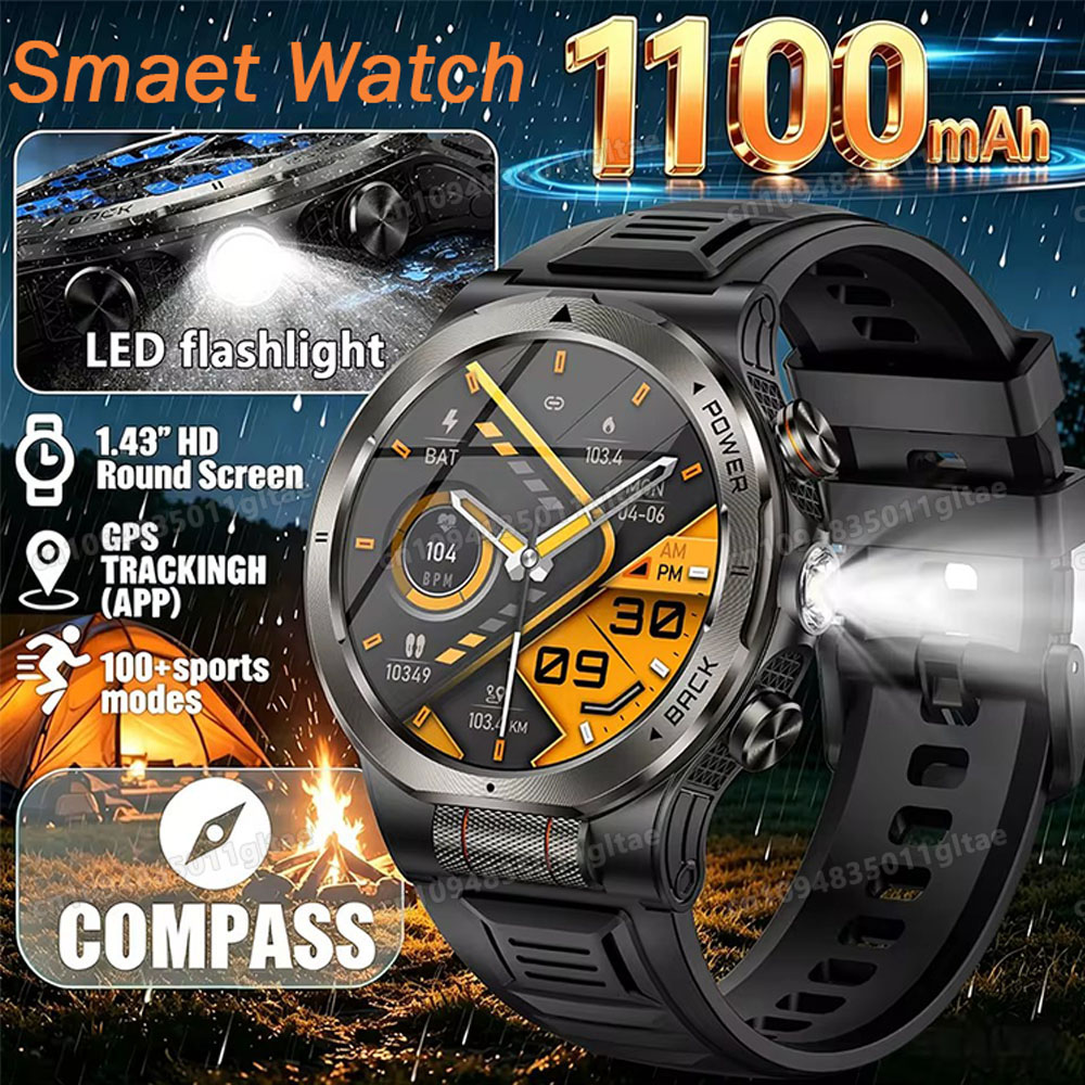 2026 ใหม่เกรดทหาร 1100mAh แบตเ - Smartwatch Running Watches For Men บทวิจารณ์และราคา