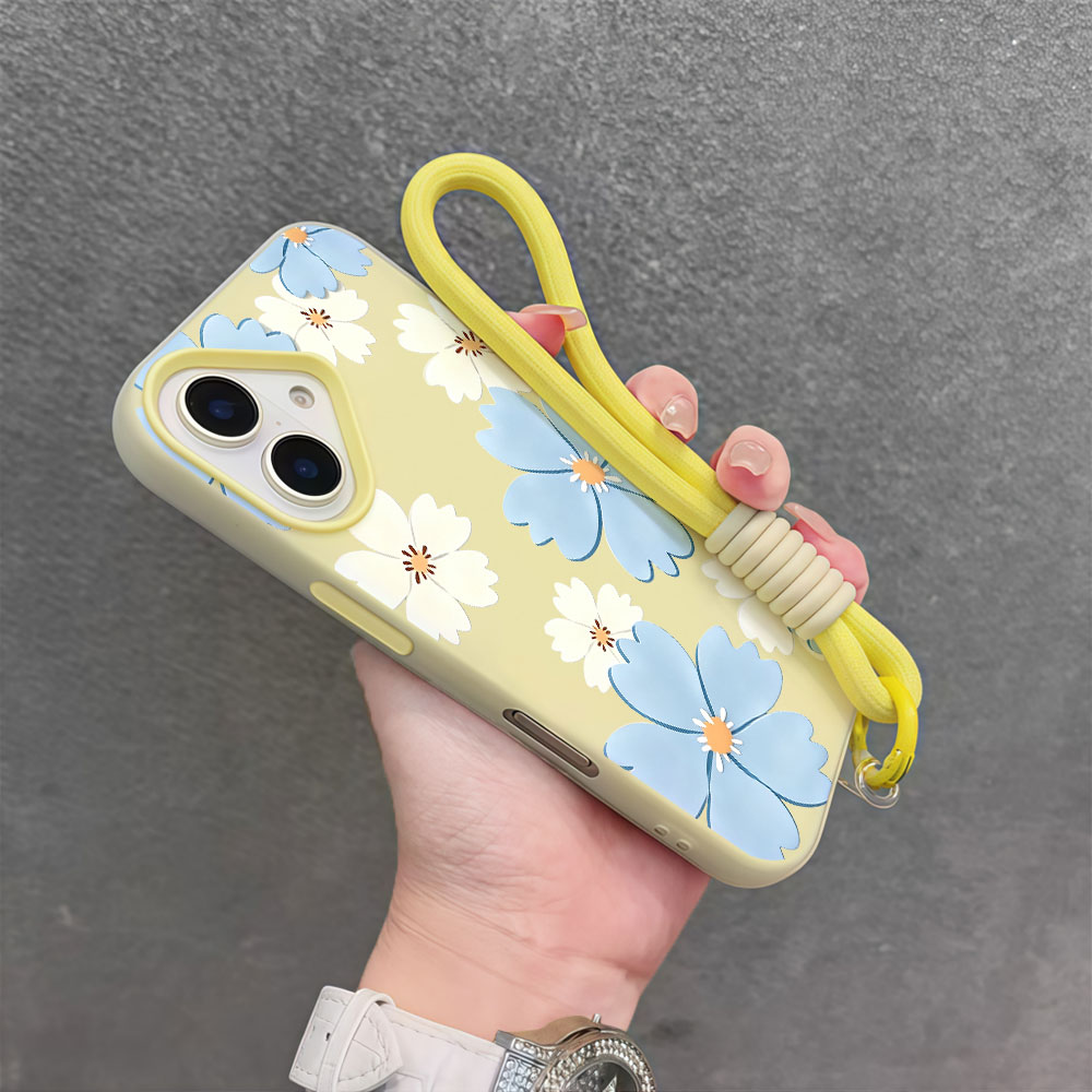สีฟ้าอ่อนลายดอกไม้สีขาวเคสโทรศ - Samsung Galaxy Strap บทวิจารณ์และราคา