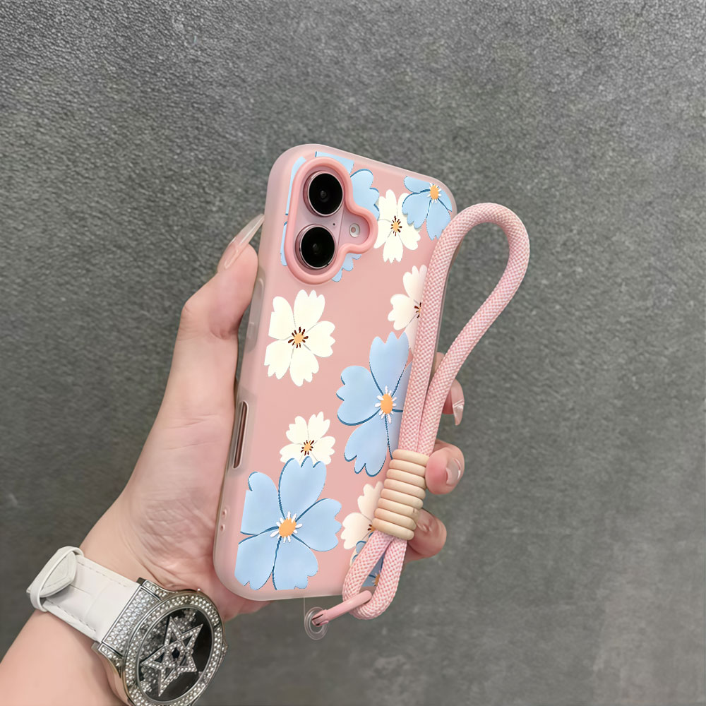 สีฟ้าอ่อนลายดอกไม้สีขาวเคสโทรศ - Samsung Galaxy Strap บทวิจารณ์และราคา