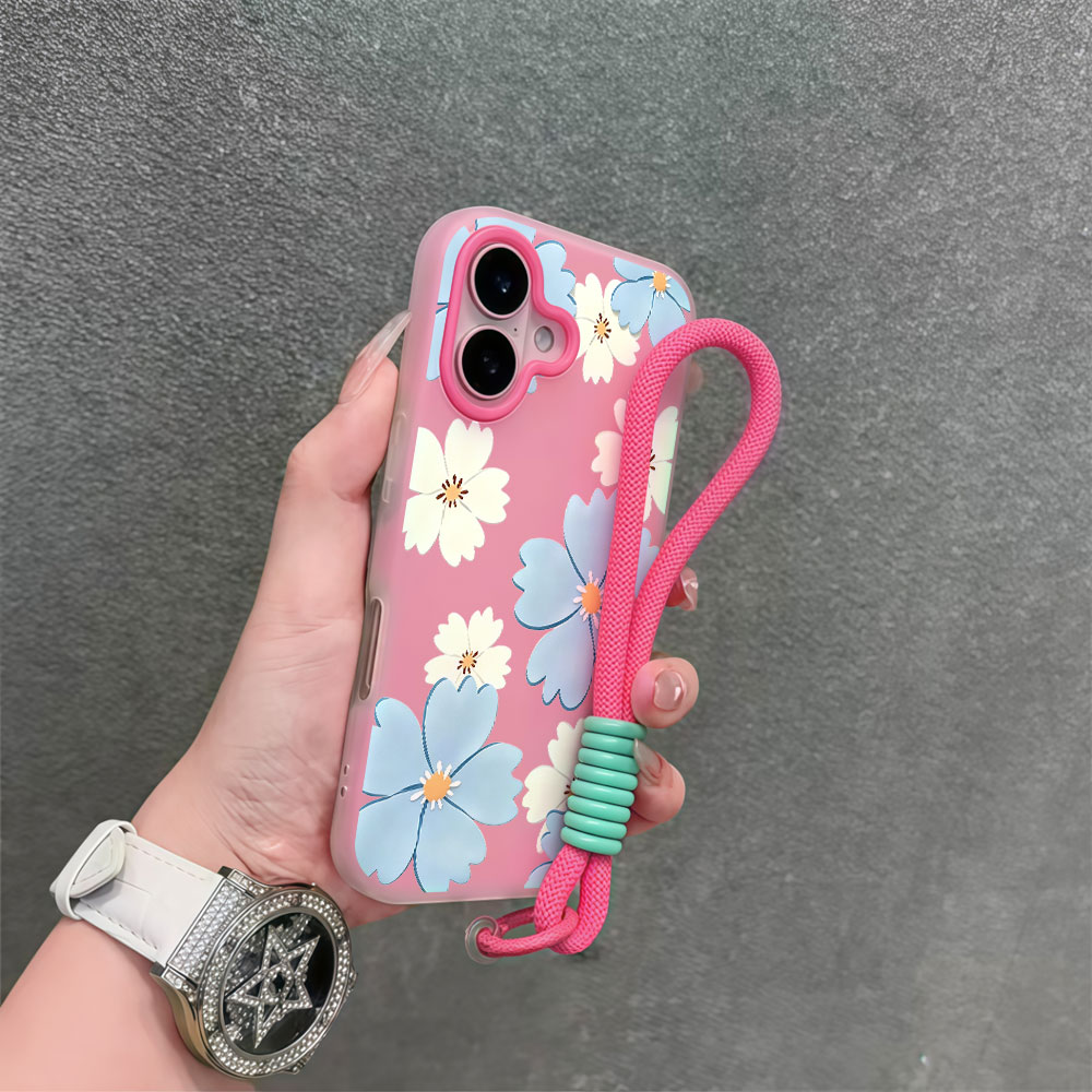 สีฟ้าอ่อนลายดอกไม้สีขาวเคสโทรศ - Samsung Galaxy Strap บทวิจารณ์และราคา