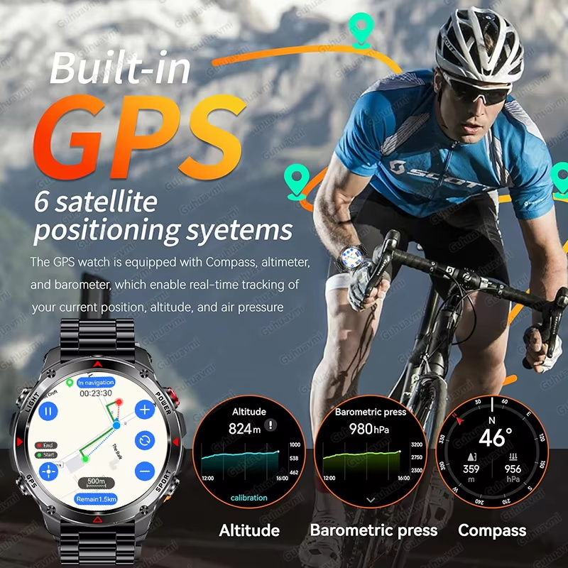 ทหาร 540mAh GPS สมาร์ทวอทช์ 3A - Altimeter Compass Watch บทวิจารณ์และราคา