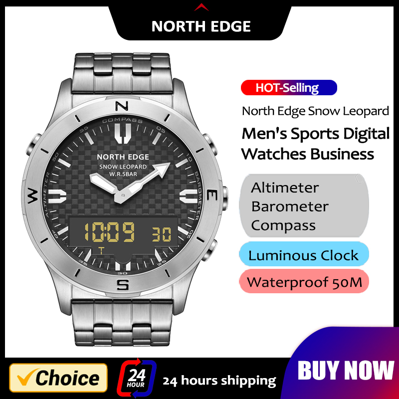 NORTH EDGE ผู้ชายกีฬานาฬิกาดิจ - Altimeter Compass Watch บทวิจารณ์และราคา